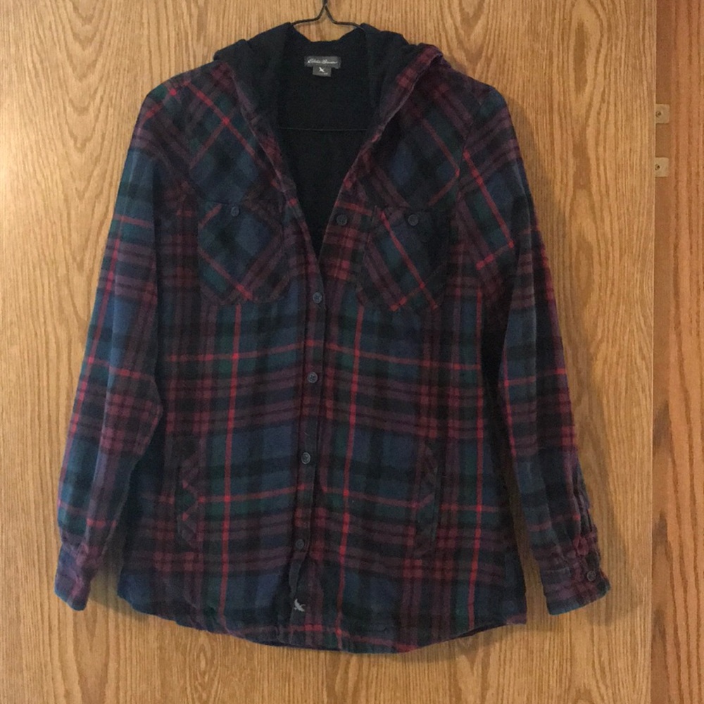 Button up flannel jacket with hood - Picture 4 of 6